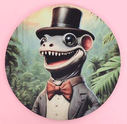TwoAcreTees.com Larson The Smiling Gecko In The Jungle Round Mouse Pad