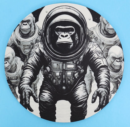 TwoAcreTees.com Roland The Astronaut Gorilla Round Mouse Pad