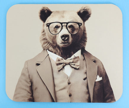 TwoAcreTees.com Truman The Old Timey Bear Mouse Pad