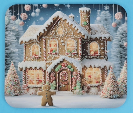 TwoAcreTees.com Yule The Gingerbread Man With A Mansion Mouse Pad