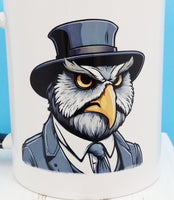 Abner The Stern Owl Black Handle Mug