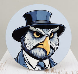 TwoAcreTees.com Abner The Stern Owl Round Coaster