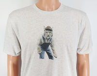 TwoAcreTees.com Albert The Bobcat In Overalls Light Granite T-Shirt