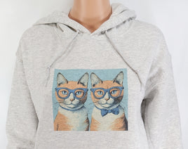 TwoAcreTees.com Alfie And Ralphie The Orange Cat Twins Ash Gray Pullover Hoodie