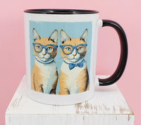 TwoAcreTees.com Alfie And Ralphie The Orange Cat Twins Black Handle Mug