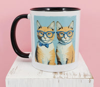 Alfie And Ralphie The Orange Cat Twins Black Handle Mug