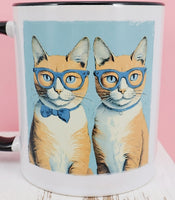 Alfie And Ralphie The Orange Cat Twins Black Handle Mug