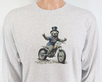 TwoAcreTees.com Alfred The Sloth On A Motorcycle Ash Gray Long Sleeve Shirt