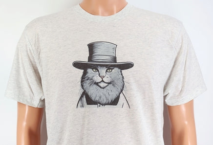 TwoAcreTees.com Amos The Amish Cat Light Granite T-Shirt