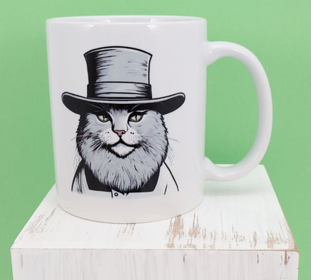 TwoAcreTees.com Amos The Amish Cat White Mug