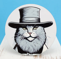 TwoAcreTees.com Amos The Amish Cat Round Coaster