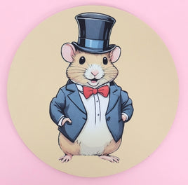 TwoAcreTees.com Angus The Spruced Up Hamster Round Mouse Pad