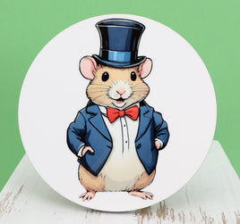 TwoAcreTees.com Angus The Spruced Up Hamster Round Coaster