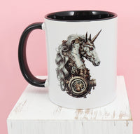 Astrid The Steampunk Unicorn Black Handle Mug