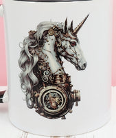 Astrid The Steampunk Unicorn Black Handle Mug