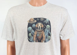 TwoAcreTees.com Baxter The Astronaut Dog Light Granite T-Shirt