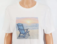 TwoAcreTees.com Beach Chair Beside The Ocean Crisp White T-Shirt