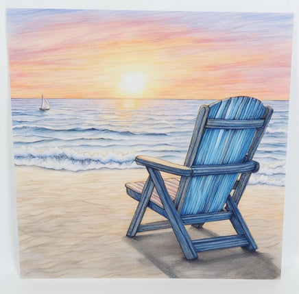 TwoAcreTees.com Beach Chair Beside The Ocean Textured Print