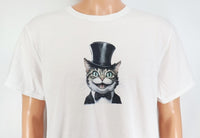 TwoAcreTees.com Benedict The Happy Cat Crisp White T-Shirt