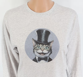 Benedict The Happy Cat Ash Gray Long Sleeve Shirt