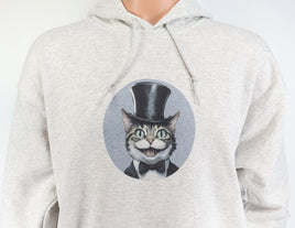 TwoAcreTees.com Benedict The Happy Cat Ash Gray Pullover Hoodie