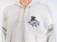 TwoAcreTees.com Bernard The Spruced Up Fish Ash Gray Zipper Hoodie