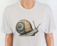 TwoAcreTees.com Snail With Blue & Brown Shell Light Granite T-Shirt