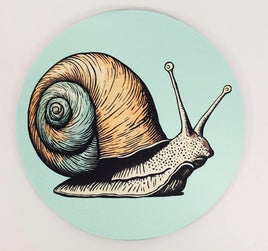 Snail With Blue & Brown Shell Round Mouse Pad