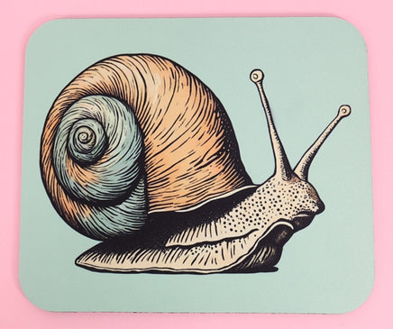 TwoAcreTees.com Snail With Blue & Brown Shell Mouse Pad