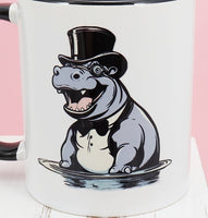 Bruce The Happy Hippo Black Handle Mug