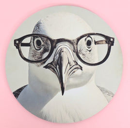 TwoAcreTees.com Burt The Brainy Seagull Round Mouse Pad