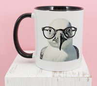 Burt The Brainy Seagull Black Handle Mug