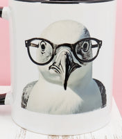 Burt The Brainy Seagull Black Handle Mug