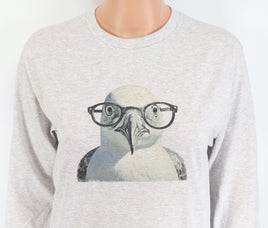 TwoAcreTees.com Burt The Brainy Seagull Ash Gray Long Sleeve Shirt