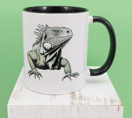 TwoAcreTees.com Butch The Huge Iguana Black Handle Mug