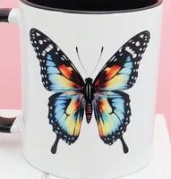 Beautiful Colorful Butterfly Black Handle Mug