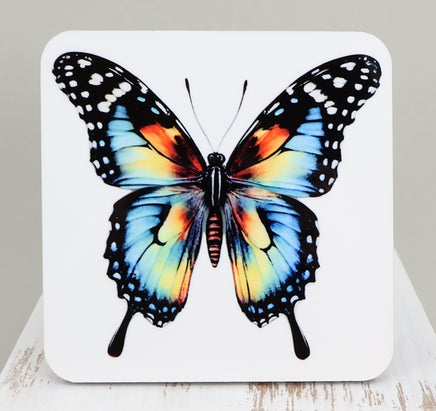 TwoAcreTees.com Beautiful Colorful Butterfly Square Coaster