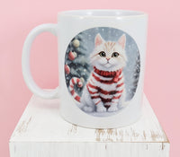 Lulu The Candy Cane Kitten White Mug