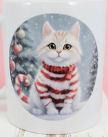 Lulu The Candy Cane Kitten White Mug