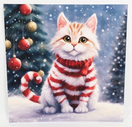 TwoAcreTees.com Lulu The Candy Cane Kitten Textured Print