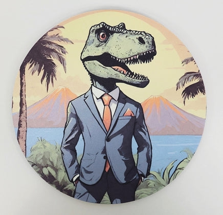 TwoAcreTees.com Charleston The T-Rex Executive Round Mouse Pad