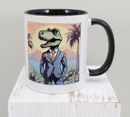 TwoAcreTees.com Charleston The T-Rex Executive Black Handle Mug