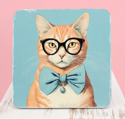 TwoAcreTees.com Chester The Orange Cat Square Coaster