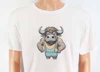 TwoAcreTees.com Cinco De Macho The Bull Crisp White T-Shirt