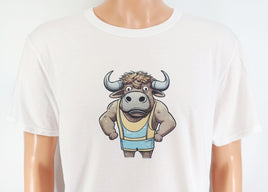 TwoAcreTees.com Cinco De Macho The Bull Crisp White T-Shirt