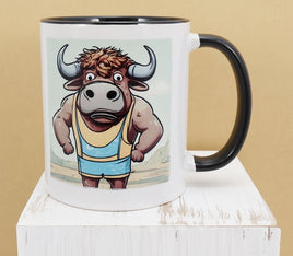 TwoAcreTees.com Cinco De Macho The Bull Black Handle Mug