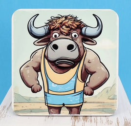 Cinco De Macho The Buff Bull Square Coaster