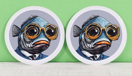 Clarence The Kooky Fish Man Sticker Pair