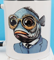 Clarence The Kooky Fish Man Black Handle Mug