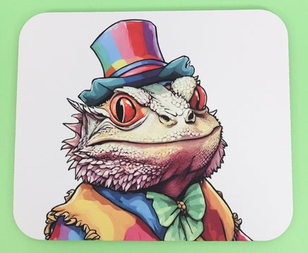 TwoAcreTees.com Cletus The Clown Bearded Dragon Mouse Pad